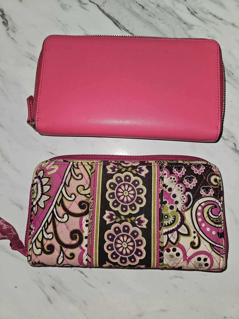 Vera Bradley Pink Solid and Purple Floral Zip Wallet Duo - Picture 2 of 6